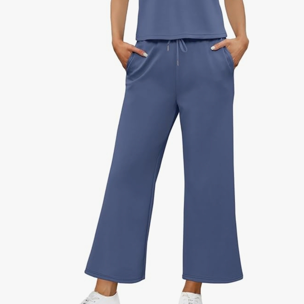 Elegant Blue Wide-Leg Women's Pants